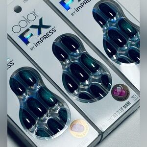 Kiss Impress Color FX The No Glue Mani Press On Nails "All In" Medium NEW Lot 3